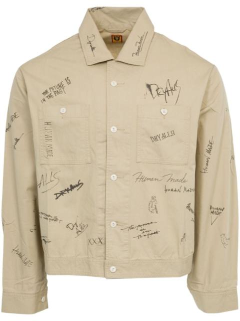 Human Made text-print cotton shirt jacket