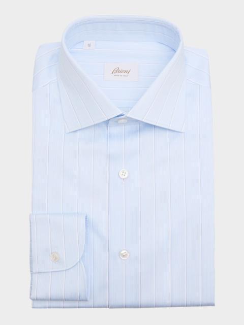 Brioni 남자의 면 넓은 줄무늬 복장 셔츠