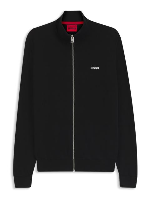 HUGO LOGO-DETAIL KNIT JACKET IN COTTON