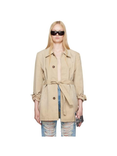 MM6 Maison Margiela Beige Cotton Gabardine Sportsjacket Trench Coat