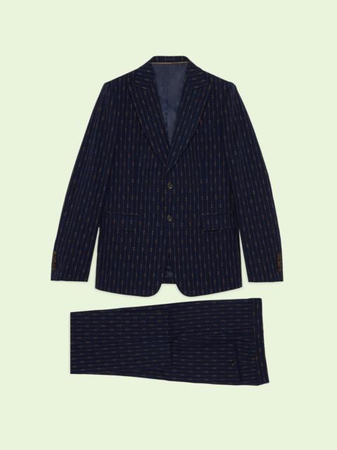 GUCCI Horsebit striped wool formal suit