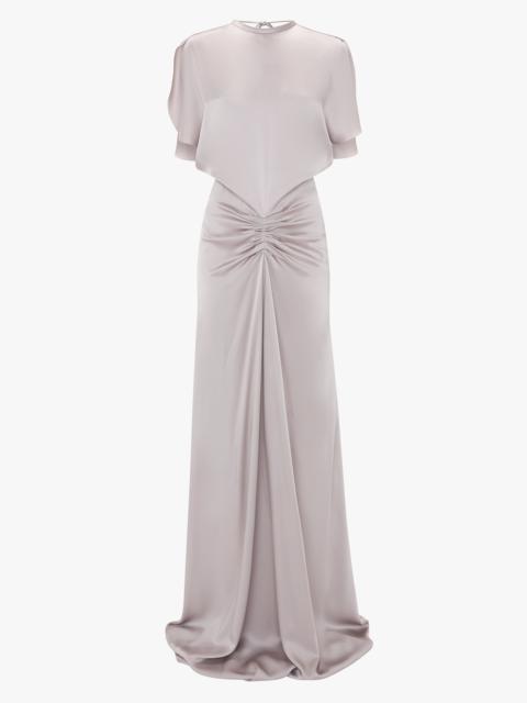 Gathered Waist Floor-Length Dress In Heather