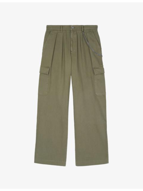 The Kooples Chain-Embellished Cargo-Pocket Cotton Trousers