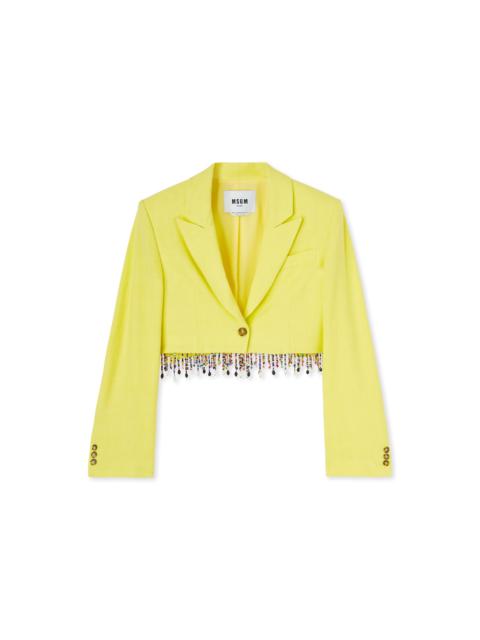 MSGM Blended linen crop jacket with beaded application
