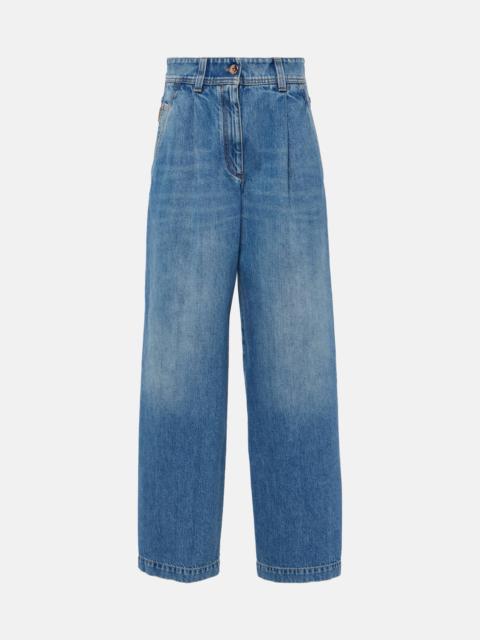 Brunello Cucinelli Pleated high-rise wide-leg jeans
