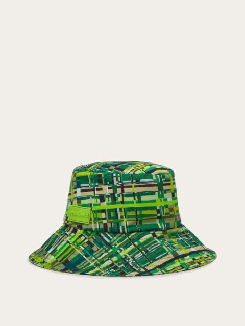 FERRAGAMO CHECK PRINT BUCKET HAT