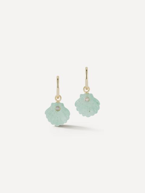 MATEO 14ct Gold Carved Jade Venus Shell Drop Earrings