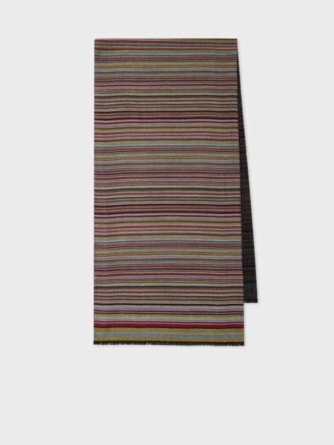 'Signature Stripe' Silk-Wool Blend Scarf