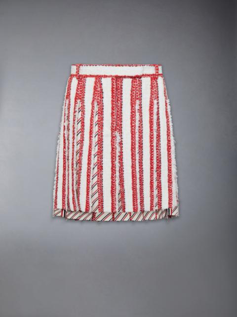 Thom Browne RIBBON TWEED LOW RISE PLEATED SKIRT