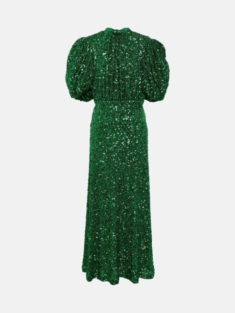 ROTATE Embellished puff-sleeve maxi dress