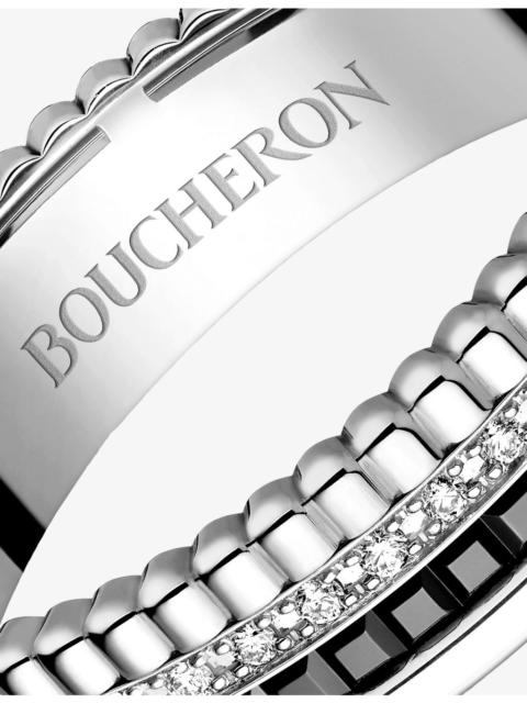 Boucheron Quatre Black Edition XS 18ct White-Gold, PVD and 0.13ct Brilliant-Cut Diamond Ring