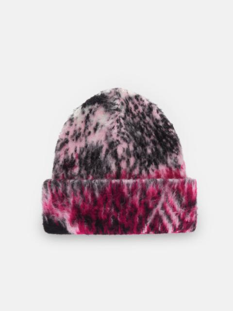 FUCHSIA, BLACK AND WHITE BEANIE