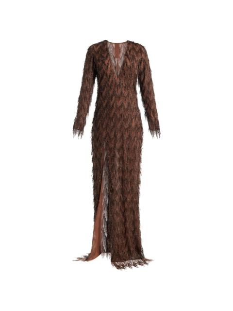 TOM FORD chevron fringe maxi dress