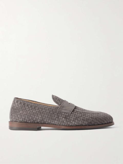 Brunello Cucinelli Woven Suede Penny Loafers