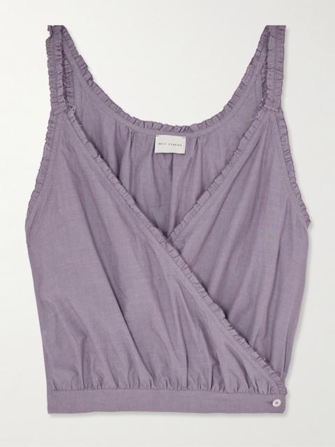 DEIJI STUDIOS Overlie Frayed Wrap-effect Organic Cotton Camisole