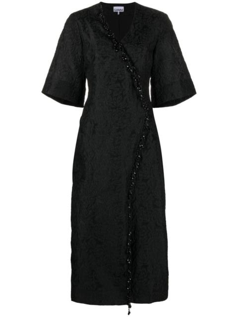 GANNI jacquard organza midi dress