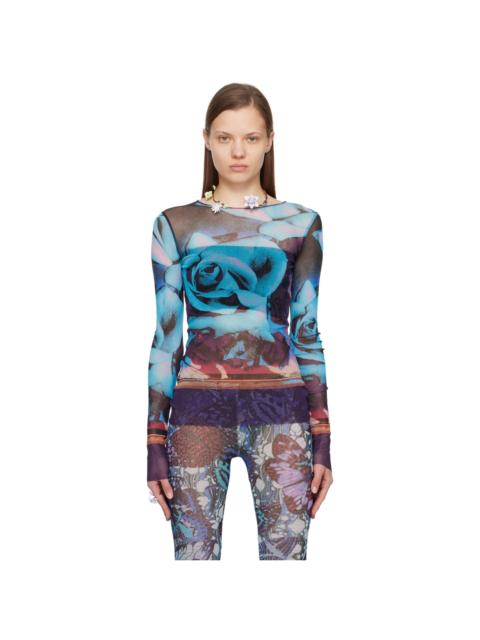 Jean Paul Gaultier Purple & Blue Roses Long Sleeve T-Shirt