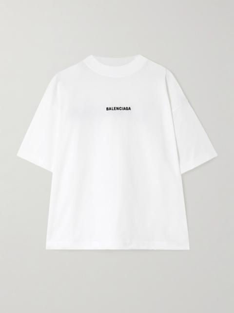 BALENCIAGA Embroidered Cotton-jersey T-shirt