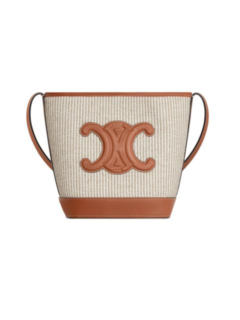 CELINE Small bucket cuir Triomphe in striped textile and calfskin
