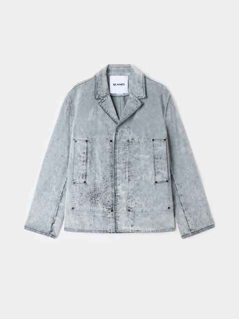 SUNNEI UTILITY BLAZER / flocked denim / grey