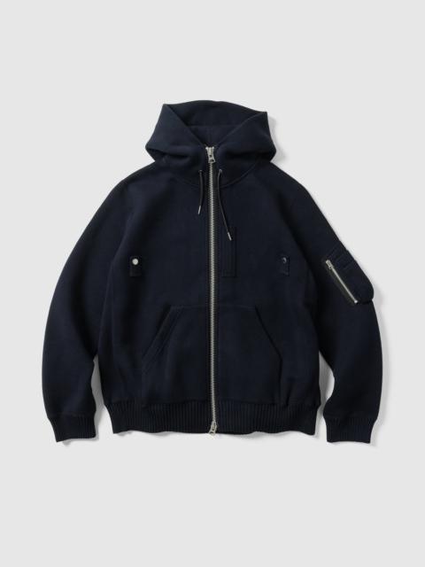 sacai Cotton Cashmere Knit Hoodie Navy