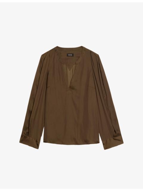 Zadig & Voltaire Torny V-Neck Satin Blouse