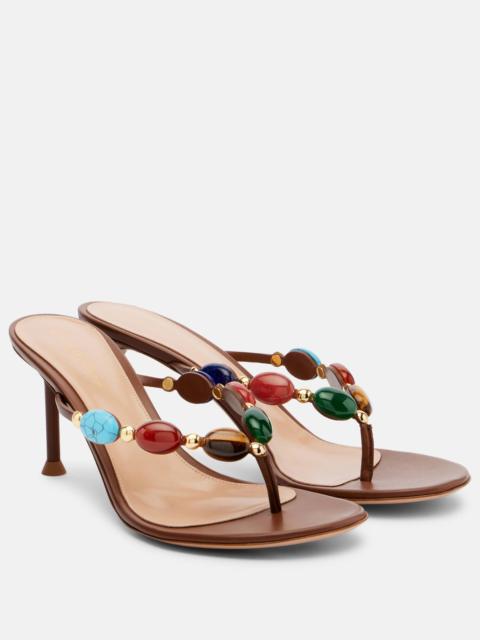 Gianvito Rossi Embellished leather thong sandals