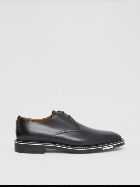 Burberry Logo Detail Topstitched Leather Derby Shoes