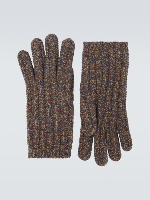 Ribbed-knit cashmere gloves