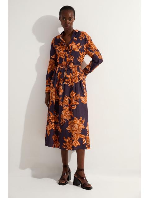 KAREN MILLEN Viscose Linen Tie Waist Woven Full Midi Skirt