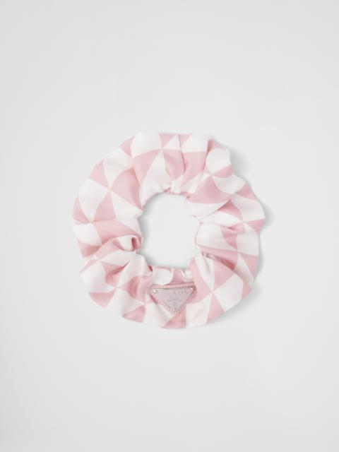 Printed silk twill scrunchie