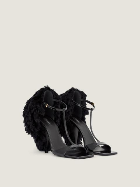 Givenchy POMPOM HEELED SANDALS IN PATENT LEATHER AND KNIT