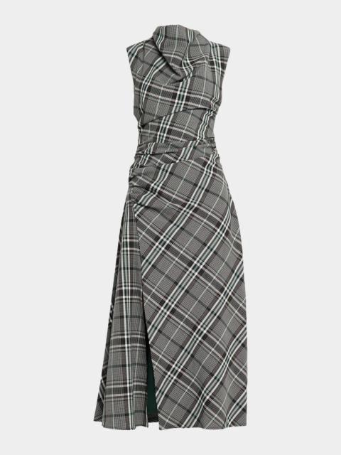SIMKHAI Burke Plaid Cowl-Neck Maxi Dress