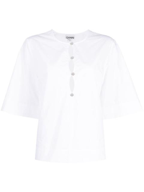 GANNI cut-out poplin blouse