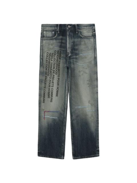 Yohji Yamamoto slogan-print straight-leg jeans