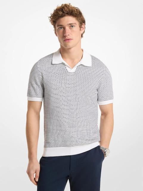 MICHAEL KORS Textured Striped Cotton Polo Shirt