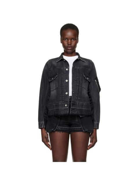 sacai Black Nylon Twill Denim Jacket