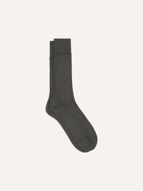 Drake's Charcoal Cotton Mid-Calf Socks