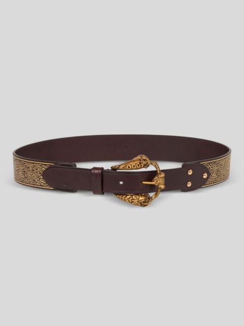 Etro LEATHER BELT WITH ANIMAL BUCKLE