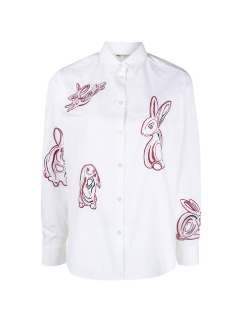 embroidered long-sleeved shirt