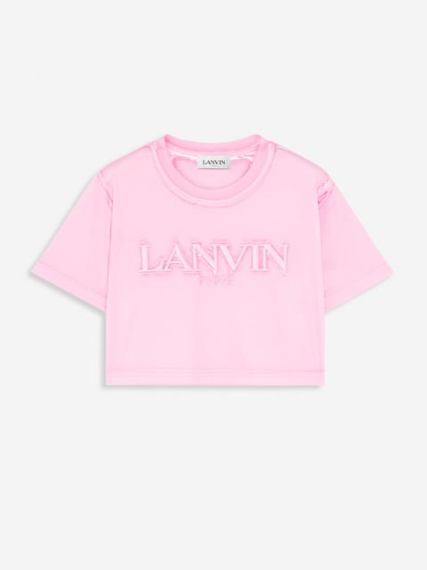 OVERPRINTED CROPPED T-SHIRT WITH LANVIN PARIS EMBROIDERY