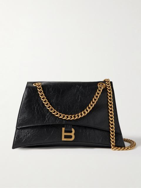 BALENCIAGA Hourglass Crinkled-leather Shoulder Bag