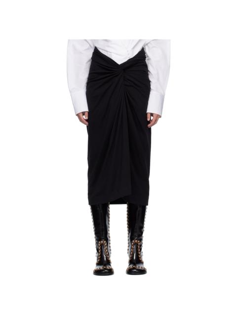 Dries Van Noten Black Jersey Midi Skirt