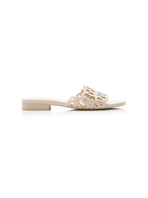 SIMKHAI McCall Laser-Cut Leather Sandals white