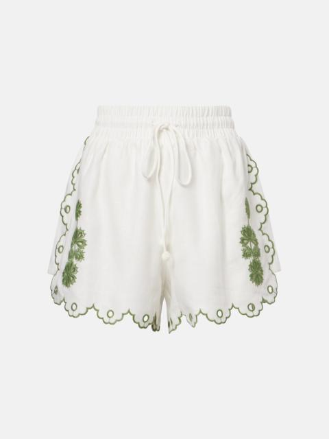 FARM RIO Broderie anglaise linen shorts