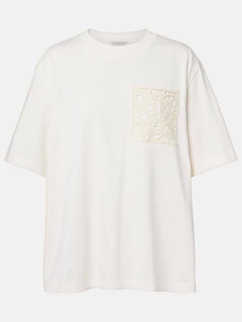 Moncler Embroidered oversized cotton jersey T-shirt