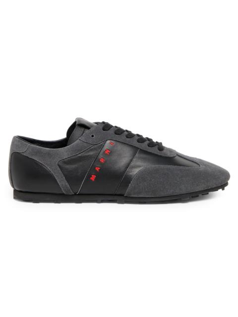 Marni Men's Logo Leather Low-Top Sneakers - Black Dark Grey