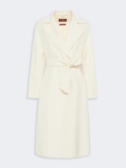 Max Mara CLES Wool, cashmere and silk long wrap coat - WHITE