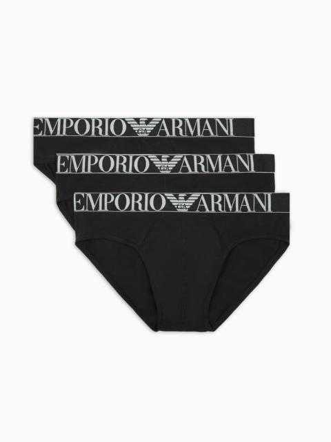 Three-pack of ASV shiny logoband organic-cotton briefs