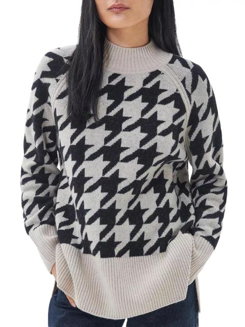Wool Blend Tarana Houndstooth Jacquard Sweater